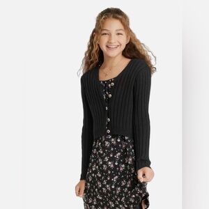 Black Ribbed Button-Up Sweater